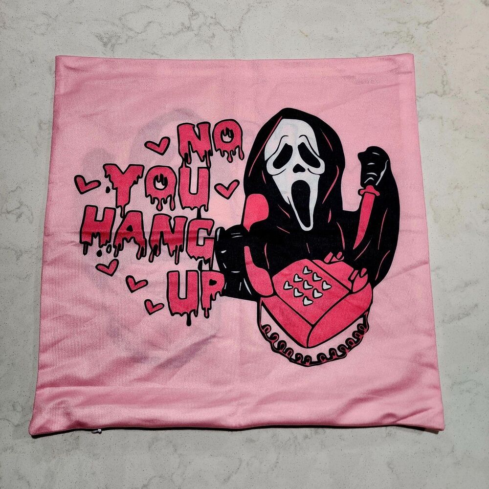 Ghost Face Scream "No You Hang Up" Throw Pillow Cover Case 18"x 18" Halloween